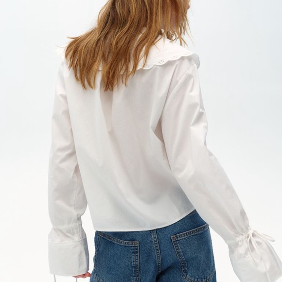 H&M • poplin blouse with eyelet embroidery - Picture 3 of 10